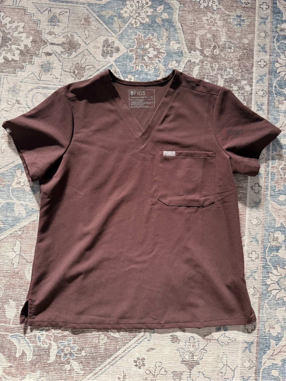 Figs Espresso Brown Catarina Scrub Top Medium